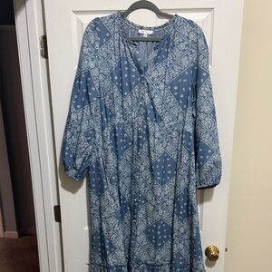 Blue Patterned Women's Dress